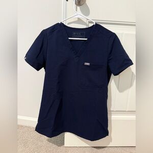 Figs Navy V-Neck Scrub Top